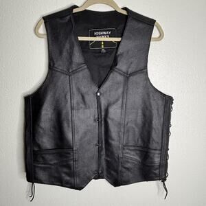 Highway Hawks‎ Size Black Leather Motorcycle Vest Lace Up Men’s XL